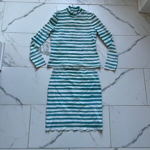 Marysia resort swim set rashguard and skirt striped size medium
